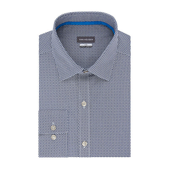 Van Heusen Vivid Mens Spread Collar Long Sleeve Wrinkle Free Stretch Dress Shirt - Slim