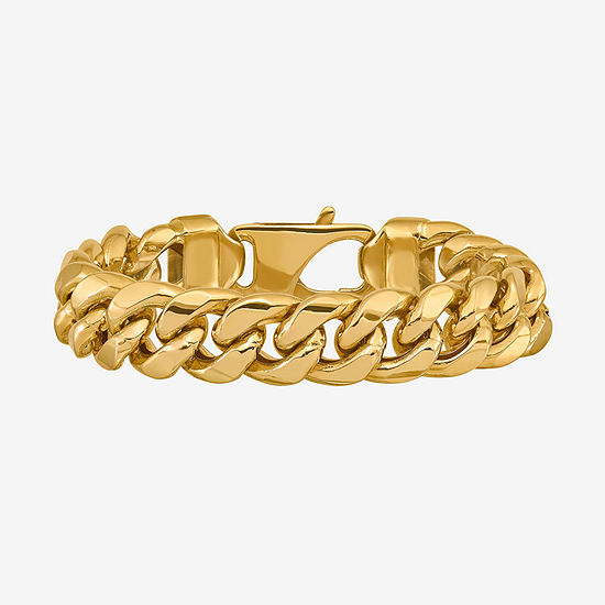 14K Gold 9 Inch Semisolid Cuban Chain Bracelet