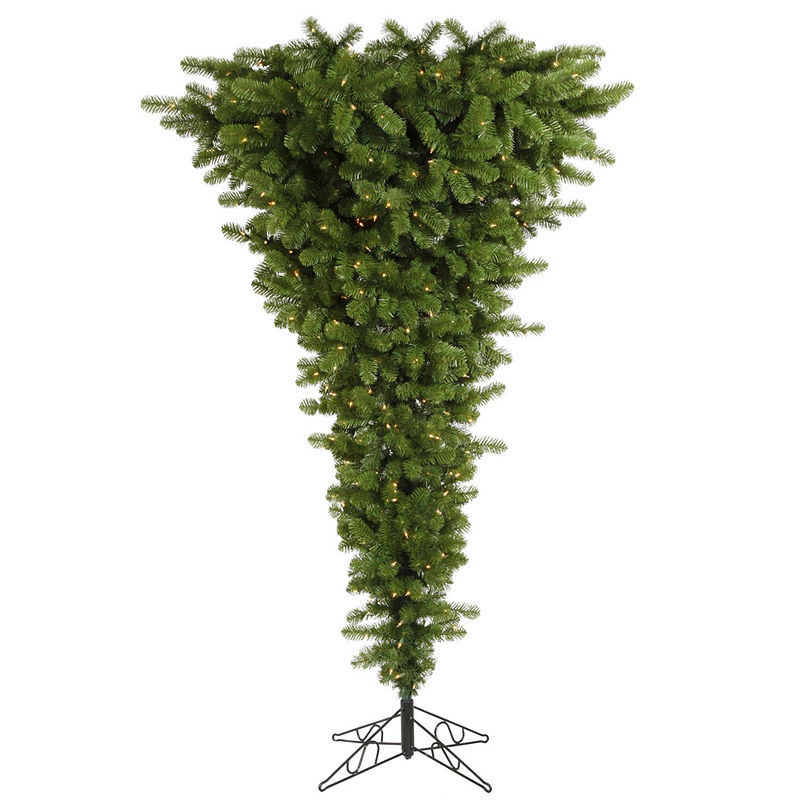 7.5' Pre-Lit Upside Down Spruce Artificial Christmas Tree with Warm White LED Lights