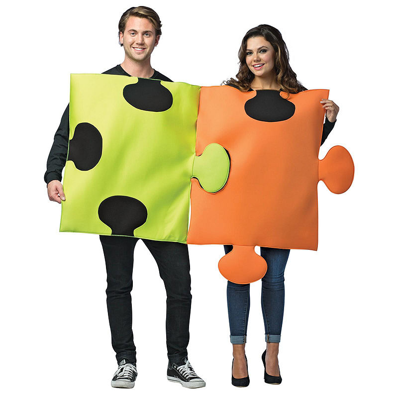 Buyseasons Puzzle Pieces Adult Couples Unisex Costume, Gray
