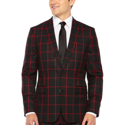 red plaid suit jacket