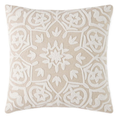 Jcpenney Home Camilla Square Throw Pillow Color Ivory Jcpenney