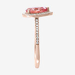Effy Womens 1/4 CT. T.W. Diamond & Genuine Pink Morganite 14K Rose Gold Cocktail Ring