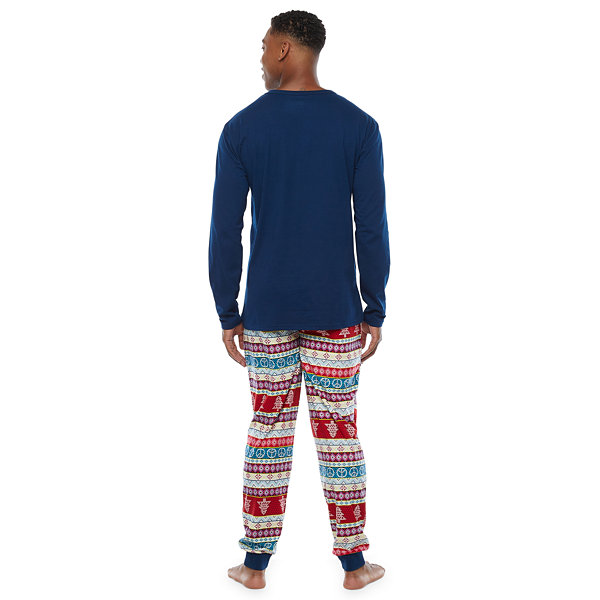 North Pole Trading Co. Fun Feliz Mens Long Sleeve 2-pc. Pant Pajama Set