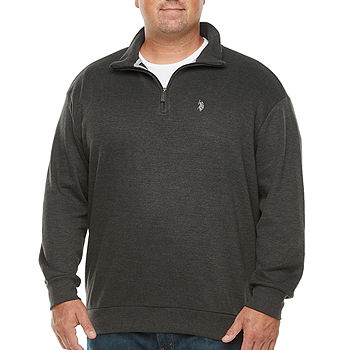 NEW US Polo Assn Big & Tall 4XLT Mens 1/4 Zip Sweater Gray Heather Long Sleeve