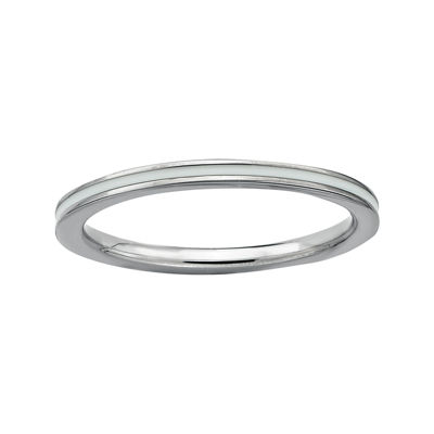 Personally Stackable Sterling Silver White Enamel Ring