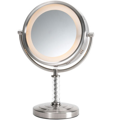Jerdon Style Lighted Tabletop Mirror, Tabletop Lighted Vanity Mirror Jerdon