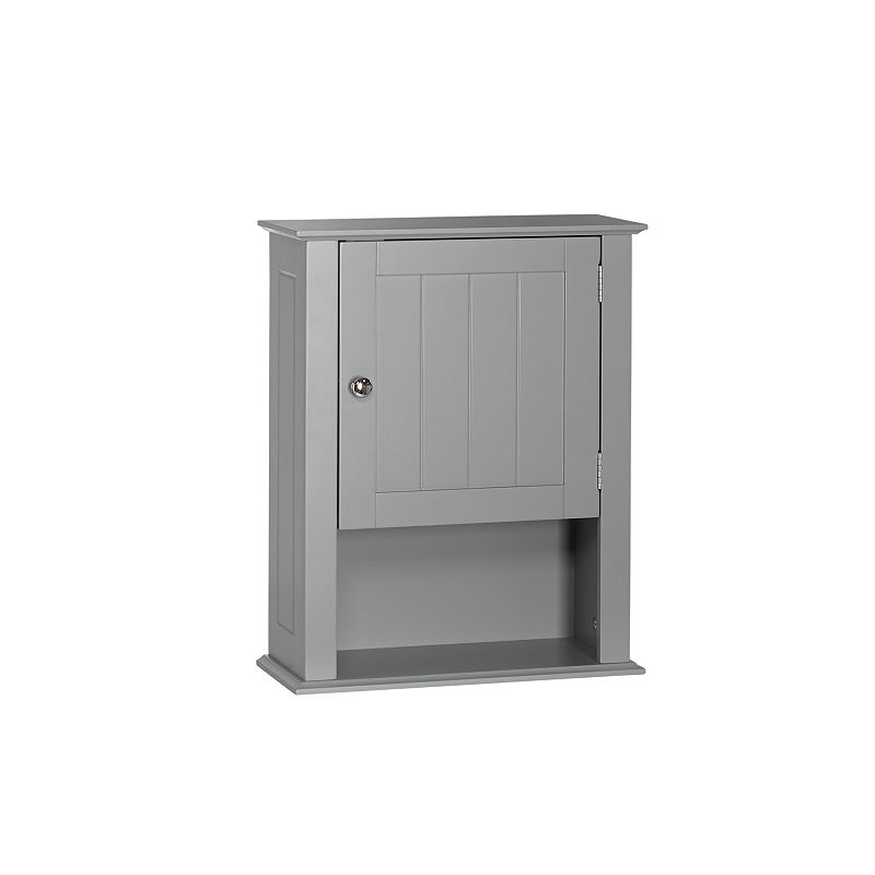 RiverRidge Home Ashland Collection Bath Single Door Wall Cabinet with Open Shelf  Gray