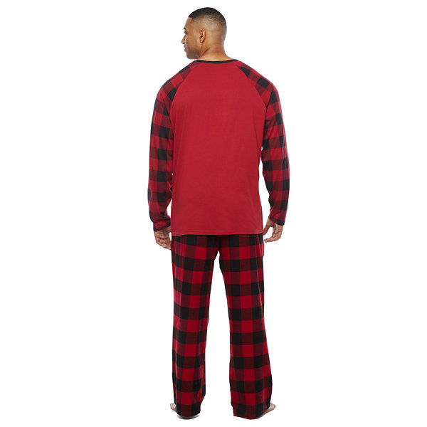North Pole Trading Co. Red Buffalo Mens Long Sleeve 2-pc. Pant Pajama Set
