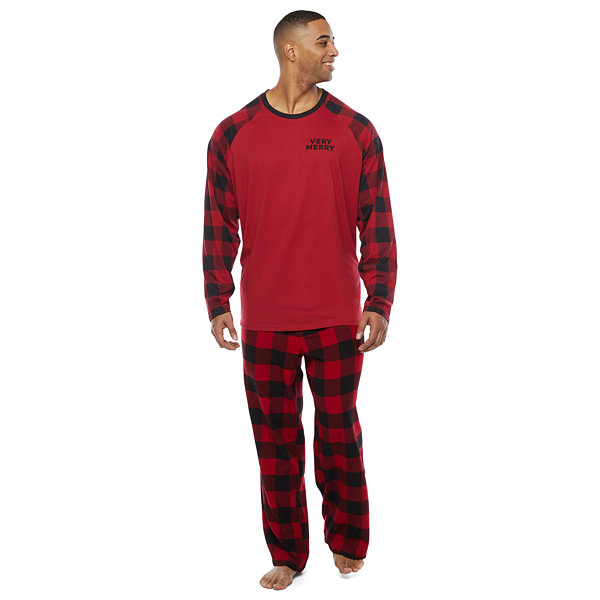 North Pole Trading Co. Red Buffalo Mens Long Sleeve 2-pc. Pant Pajama Set