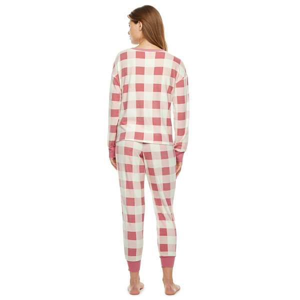 North Pole Trading Co. Nordic Buffalo Womens Long Sleeve 2-pc. Pant Pajama Set