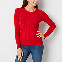 ST BLACK PULL OVER LONG SLEEVES JOHN`S BAY ROUND NECK CABLE SWEATER RED 
