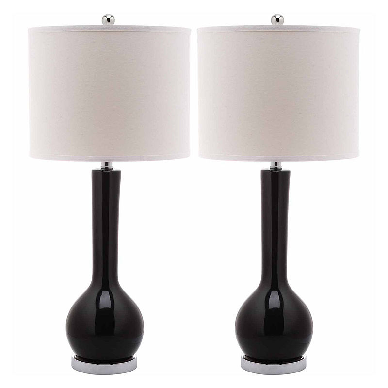 Safavieh Mei Long-Neck Ceramic Table Lamps- Set Of2, Black