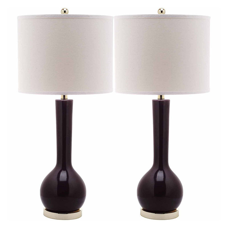 Safavieh Mei Long-Neck Ceramic Table Lamps- Set Of2, Purple