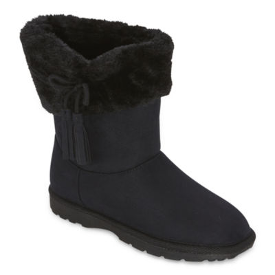 girls flat black boots