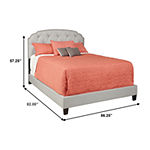 All-In-One Shaped Corners Nail Head Trim Upholstered King Bed