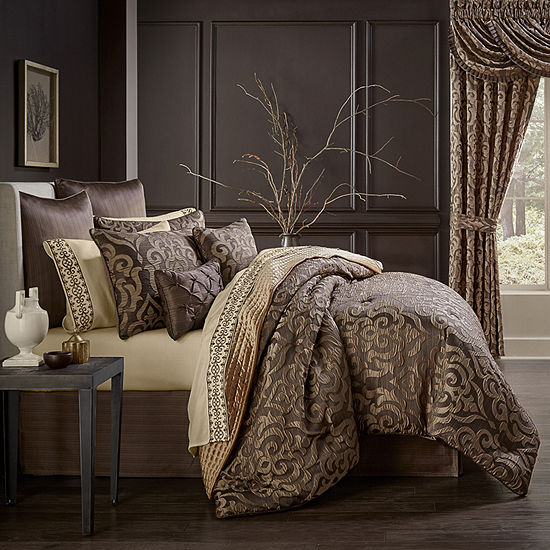 Queen Street Monroe 6 Pc Damask Scroll Comforter Set Color