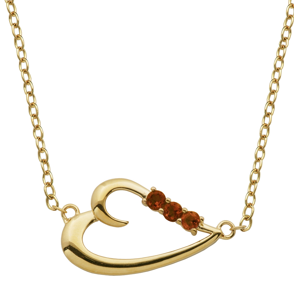 Bridge Jewelry Garnet 3 Stone Heart Pendant