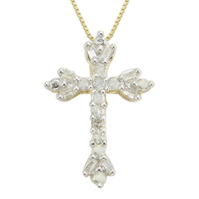 1/10 CT. T.W. Diamond Floral Cross Pendant Necklace JCPenney