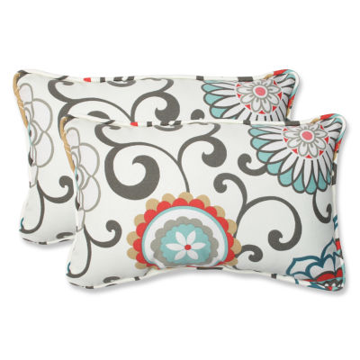 Pillow Perfect Pom Pom Play Rectangular Outdoor Pillow Set Of 2