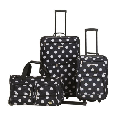 black and white polka dot suitcase