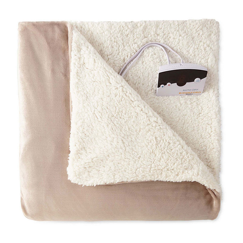 Biddeford Velour Sherpa Heated Blanket