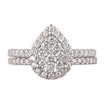 Modern Bride Signature Womens 1 CT. T.W. Genuine White Diamond 10K White Gold Pear Engagement Ring