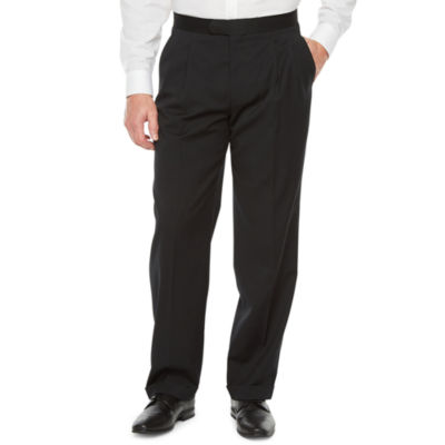 Stafford Travel Mens Classic Fit Pleated Tuxedo Pants