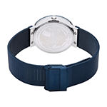 Bering Womens Crystal Accent Blue Stainless Steel Bracelet Watch 11435-387