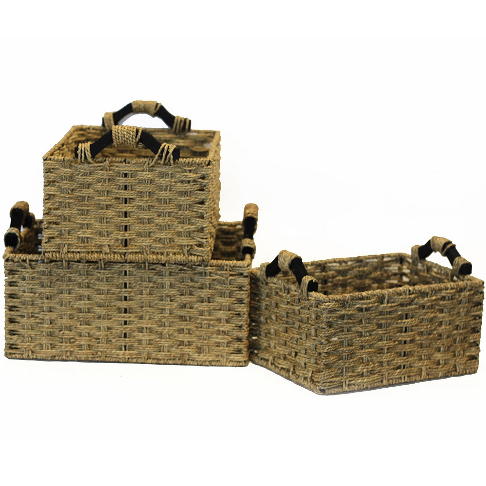 3 Piece Seagrass Storage Baskets Set, Natural