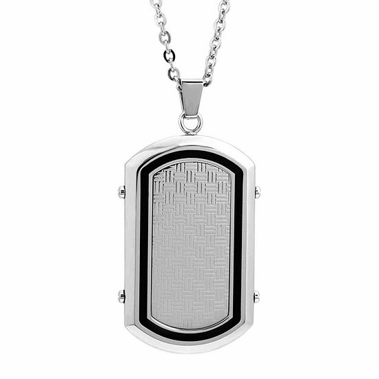Mens Stainless Steel Dog Tag Pendant Necklace