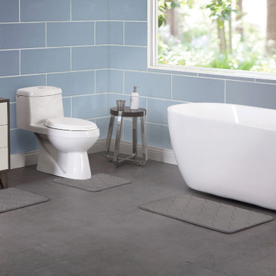 Vcny 3 Piece Memory Foam Bath Rug Set Color Charcoal Jcpenney