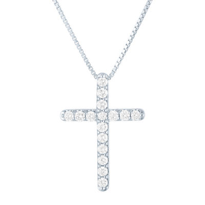 Silver Cross Pendant with Real Diamonds