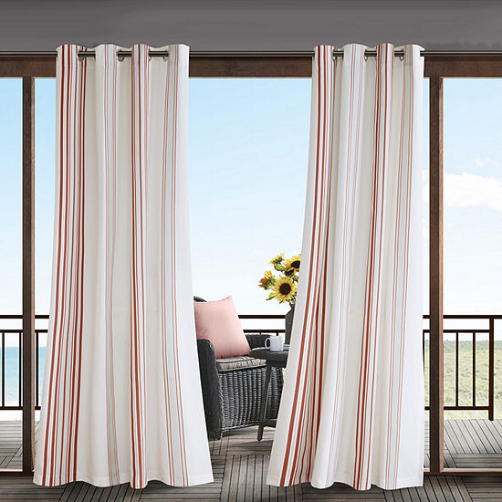 Madison Park Bolinas Light-Filtering Grommet Top Single Outdoor Curtain Panel