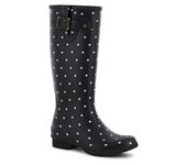 New Chooka Fashion Womens Classic Printed Dot Rain Boots Waterproof Pull-on, Size 9 Medium, Black