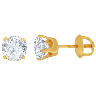 1 CT. T.W. Genuine White Diamond 14K Gold 6.5mm Stud Earrings
