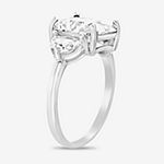 Silver Treasures Lab Created White Topaz & Cubic Zirconia Sterling Silver Side Stone Engagement Ring