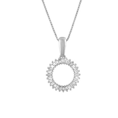 Womens 1/8 CT. T.W. Genuine White Diamond 10K Gold Circle Pendant