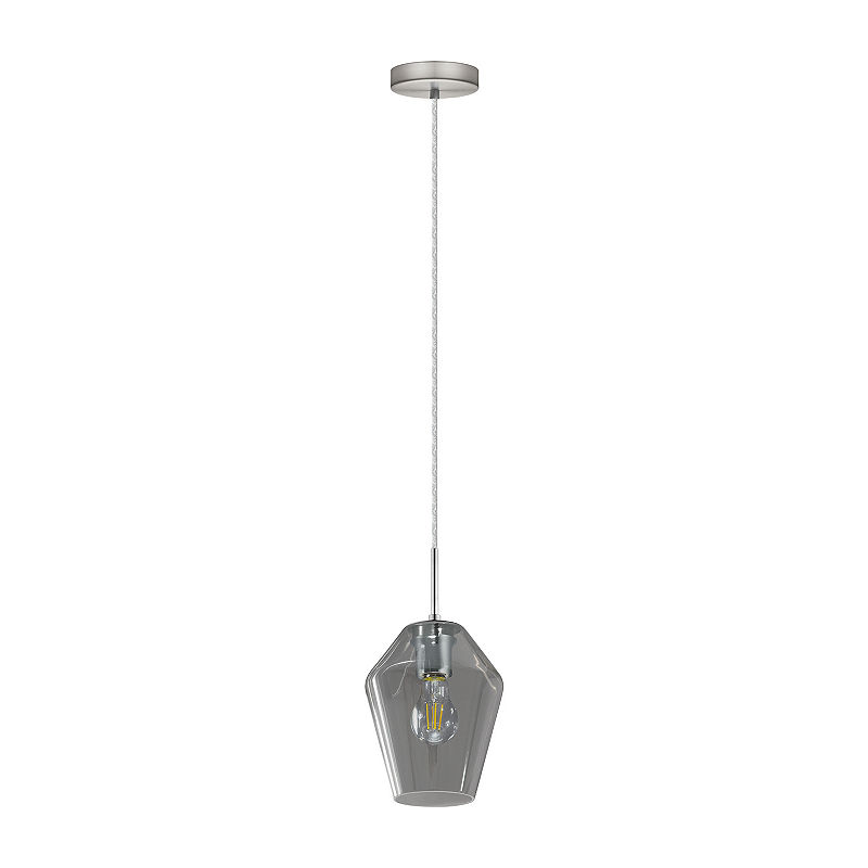 Eglo Murmillo 1-Light 7 Inch Matte Nickel Mini Pendant Ceiling Light, Silver