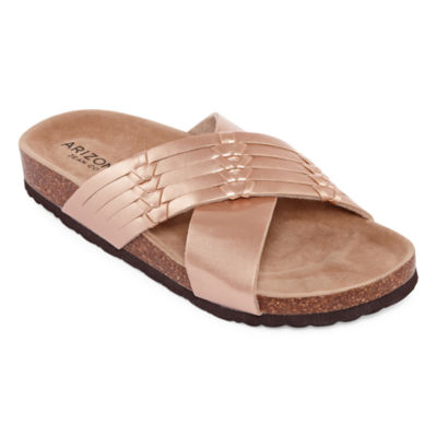 rose gold footbed sandals