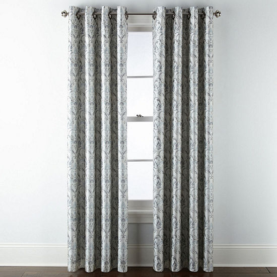 JCPenney Home Blaine Blackout Grommet-Top Single Curtain Panel, Color: Ivory Beige Multi - JCPenney