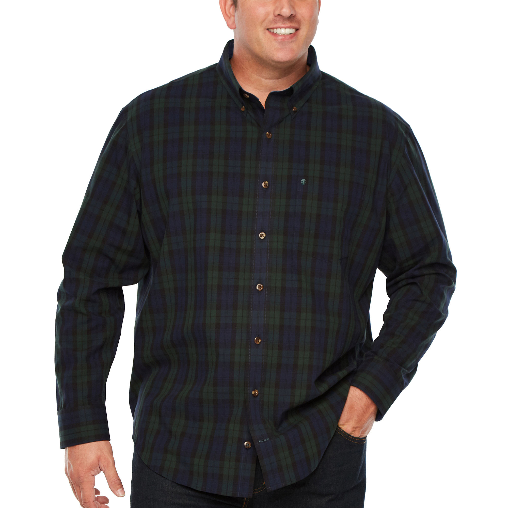 UPC 676108496337 product image for IZOD Long Sleeve Plaid Button-Front Shirt-Big and Tall | upcitemdb.com