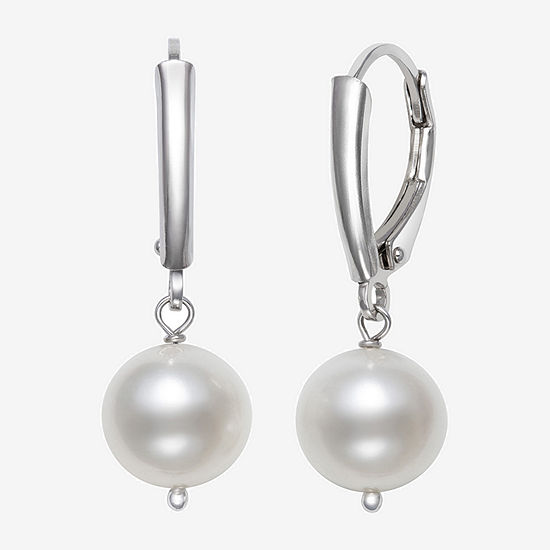 Limited Time Special! White Cultured Freshwater Pearl Sterling Silver Ball Drop Earrings