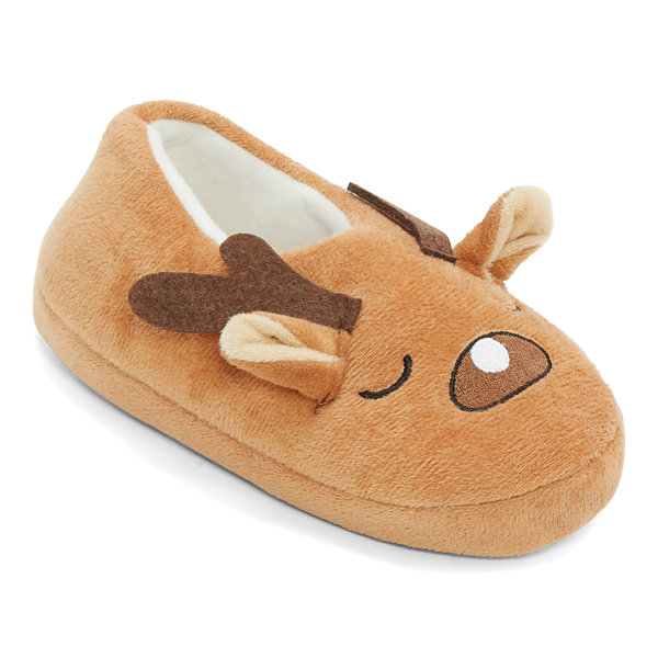 North Pole Trading Co. Unisex Toddler Reindeer Slip-On Slippers