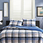 INK+IVY Maddox Antimicrobial Blue Plaid Quilt Set