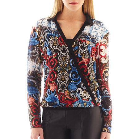 Nicole By Nicole Miller Long-sleeve Crossover Print Blouse – Wikizzy