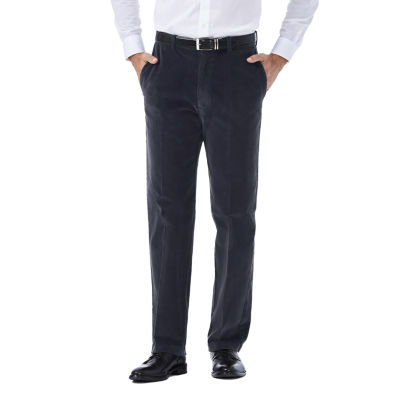 Black TCM Stretch Corduroy Dress Pants for Men 1/2 Lined Flat Front