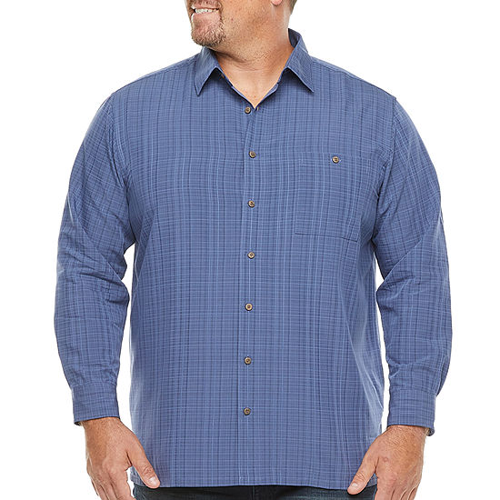 Campia Sport Big and Tall Mens Regular Fit Long Sleeve Plaid Button-Down Shirt