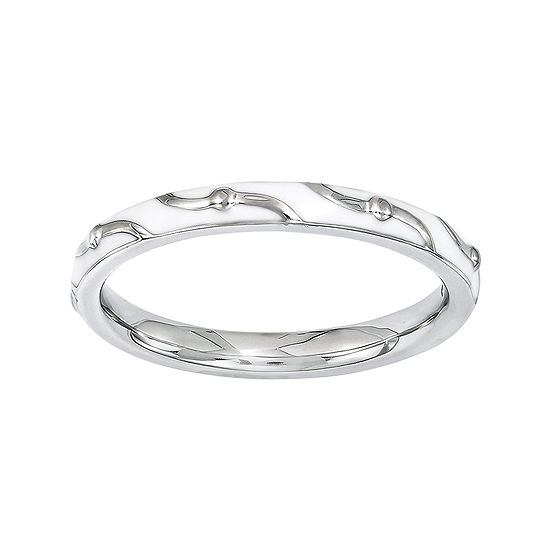 Personally Stackable White Enamel Stackable Swirl Ring