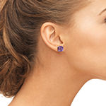 Genuine Purple Amethyst Sterling Silver 8mm Stud Earrings